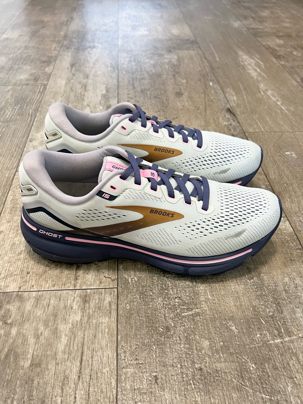 BROOKS Ghost 15 Cushioned Road Running Shoes Womens 8 Spa Blue Neo Pink Copper
